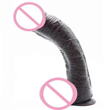 10 Colių Realus Didelis Juodas Dildo Vandeniui Lankstus Didžiulis Penis su Tekstūra ir siurbtukas Sekso Žaislai Sekso Produktai