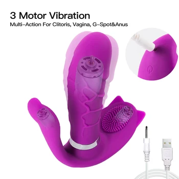 Belaidis Nuotolinio Dvigubo variklio Drugelis Nešiojami Dildo Vibratorius Moterims Analiniai Vibratoriai G-Spot išangę Klitorio Stimuliatorius Massager