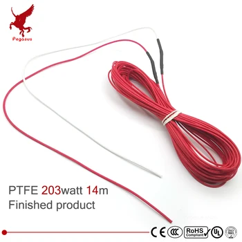 F24K 14m 203watt anglies pluoštas, PTFE Liepsną šildymo kabelis atsparus korozijai šilumos vielos spinduliuotės-nemokamai šiltas šilumos kabelis