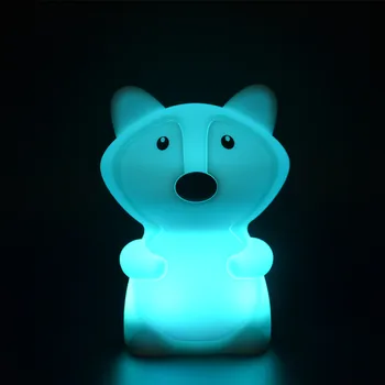 Fox LED Naktį lengvo Prisilietimo Jutiklis Nuotolinis Valdymas 9 Spalvos ryškumas gali būti reguliuojamas Laikmatis USB Silikono Lempa Vaikams, Vaikams, Kūdikių Kalėdų Dovana