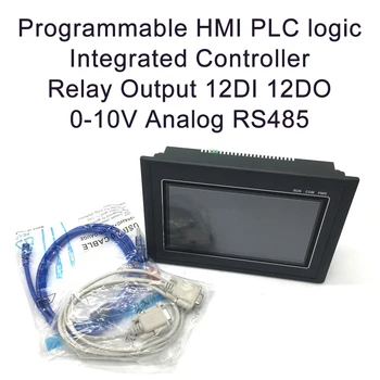 7 colių HMI PLC Integruotas Valdiklis Programuojamas Relinis Išėjimas 12DI 12DO Touch Panel CPU 0-10V Analoginis RS485 HMI Jutiklinis Ekranas