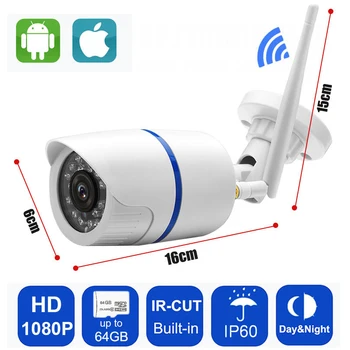 720P/1080P IP Kamera, Wifi, Lauko Apsaugos Belaidės Stebėjimo kamerų Vandeniui IP66, SD Kortelės Lizdą, Garso Įrašų Camhi