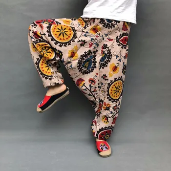 Derliaus Spausdinti Vyrų Haremas Kelnės Hip-hop Medvilnės Baggy Prarasti Pločio Kojų Kelnės Etninės Stiliaus Kelnės Vyrams Streetwear 2019