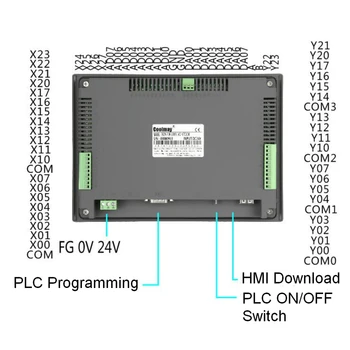 7 colių HMI PLC Integruotas Valdiklis Programuojamas Relinis Išėjimas 12DI 12DO Touch Panel CPU 0-10V Analoginis RS485 HMI Jutiklinis Ekranas