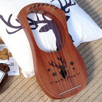 7-String Lyra Arfa Raudonmedžio Kietų Medinių Metalo Stygos Styginių Instrumentų