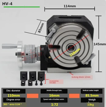 HV4 100mm skersmuo vertikaliai ir horizontaliai indeksavimo plokštė frezavimo mašinos ratas, aukšto tikslumo