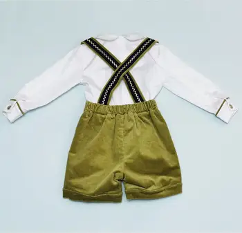 Kūdikiams Rudenį Velvetas Berniukai ispanijos Kūdikiams, Vaikams ilgomis rankovėmis marškinėliai+ Bendra Pražysti Jumpsuit Puikus Dirželis Mados