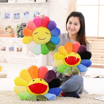 45cm-100cm Sėdynės Pagalvėlės Spalvinga Vaivorykštė Šypsenėlių Pagalvę Žaislas Sun Flower Lėlės Realus Kilimėlis Vaikų Dovanų