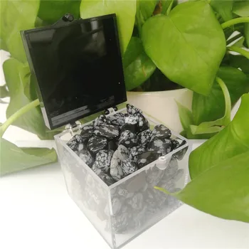 1 Dėžutė Aukštos Kokybės Natūralaus sniego black / gray crystal poliruotas akmuo krito