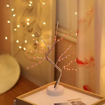 1 PC USB Gaisro Medžio Šviesos Vario Viela, Stalo Lempos, LED Nakties Šviesos Namuose Miegamasis Vestuves Baras Kalėdinė Dekoracija
