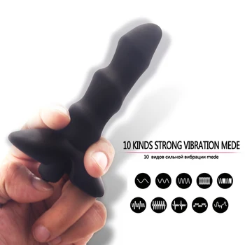 10 Greičio Vibratorius Anal Plug Sekso žaisliukai Vyrams/ Moterims Juoda Kūno Masažas Medicininio Silikono Butt Plug Sekso Produktai Suaugusiems