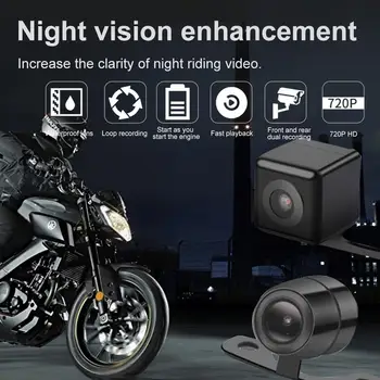 1080P HD Motociklo Kamera, DVR Motorinių Brūkšnys Cam Vandeniui Naktinio Matymo Priekiniai Galiniai Diktofonas Plataus Kampo Kamera Vairavimo Diktofonas