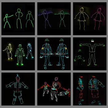 12 Dizaino Lankstus EL Viela Žėrintis Kostiumas Šokių DJ Neon Led Šviesos Drabužių Šviesą Kostiumu Scenoje Rodyti
