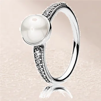 191018P-56 Elegantiškas Grožio Balta Perlų Žiedas