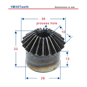 1M35teeth kampine pavara išorinis skersmuo 36 mm, bendras aukštis 22 mm procesas skylę mažai anglies plieno medžiagos pavara