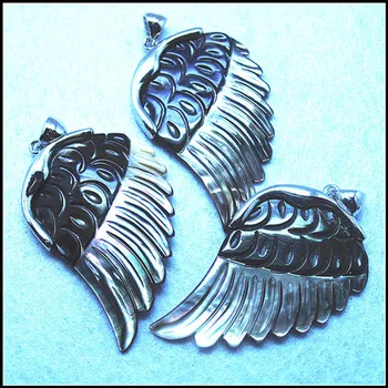 1PC white shell pakabučiai angelų sparnai auskarus ar karolius, motina perlų karoliukai viršuje bižuterijos išvados dydis 40x40mm
