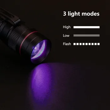 2018 Nauja Ultra Violet LED Šviesos UV Led UV Žibintuvėlis Fakelas Violetinė Žibintuvėlis Lempos AA Baterijos Žymeklis Tikrintuvas Aptikimo s17