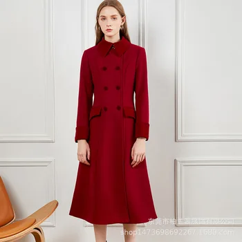 2020 m. rudens ir žiemos nauja raudona slim lieknėjimo kailis, ilgos skyriuje, elegantiškas temperamentas, šiltas ir patogus išorinis moterų kostiumas