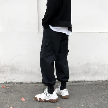 2020 m. Rudenį korėjos Stiliaus Multi-Pocket darbo drabužiai, VYRIŠKI Prarasti Kpop Drabužių Mados Plonas Atsitiktinis Kelnės Hip-Hop Sporto Poilsiu Vyras