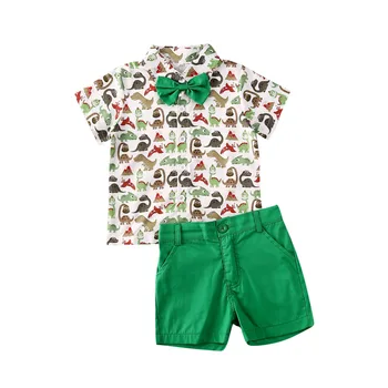 2020 metų Vasaros Naujagimis Vaikas Kūdikių Berniukų Vasaros Dinozaurų Spausdinti Topai marškinėliai +Kelnės Šortai 2vnt Komplektas Komplektai