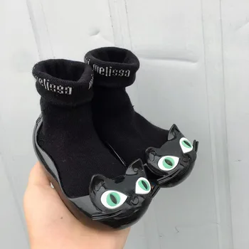 2020 Naujas Aututumn Melissa Mini želė batai Vaikams medvilnės kojinių Princesė batai storis Animaciją kačių mergina batai minkštas vienintelis MN036