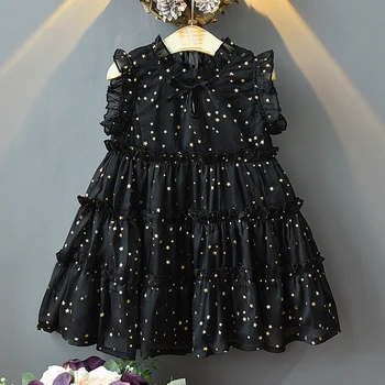 2020 Naujas Vasaros Mergaičių Vakarų Stiliaus Suknelė Be Rankovių Šifono Polka Dot Šalis Princesė Dress Vaikams, Vaikams, Vaikiška Mergina Drabužių