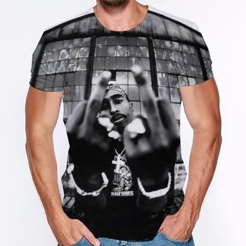 2Pac T-shirt Reperis Star Tupac 3D Spausdinimo Streetwear Vyrai Moterys Tshirts O-Neck T Shirt Repo Atlikėjas Hip-Hop Muzikos Marškinėlius Viršūnes Drabužiai
