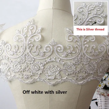 3 Metrų 21cm Pločio Off-balta Balta Vestuvių Audinys Gėlių Venise Venecijos Nėrinių Apdaila Aplikacijos Audinio Siuvimo Amato