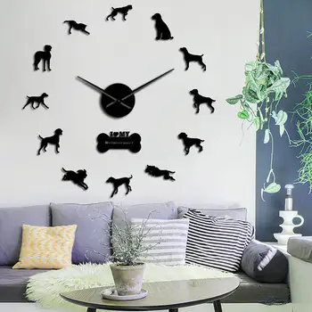 3D Akrilo PASIDARYK pats Sieninis Laikrodis Šiuolaikinės Weimaraner Šunų Veislės Šunytis Šunų Portretas Lipni Sienų Lipdukai Laikrodis Šunų Mylėtojai
