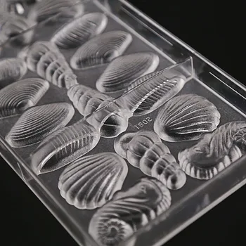 3D seashell šokoladiniai saldainiai, pelėsis,orkaitės kepimo reikmenys polikarbonato seashell šokolado liejimo bakeware didmeninė konditerijos įrankiai