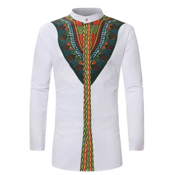 3D Spausdinimo Indijos Stiliaus Vyrų Siuvinėjimo Modelio Tradiciniai Marškinėliai Viena Breasted Afrikos Dashiki Vyras heidi bazin Riche Viršūnes Apranga