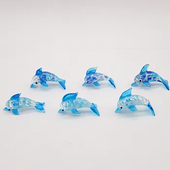 6pcs rankų darbo murano stiklo Delfinų figūrėlės namuose akvariumą apdaila, dekoratyviniai priedai meno miniatiūra Jūrų Gyvūnai, statulos