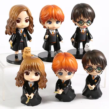 6pcs/set modeliai didelėmis Akimis, Ron Weasley Hermione granger ' Snape Cute Lėlės PVC Paveikslas Modelis, Žaislų, Dovanų Lėlės Kalėdų