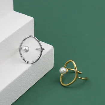 925 Sterlingas Sidabro keičiamo dydžio Atidarymo Žiedų Moterų Ratą Perlų Papuošalai Didelio Aukščio Antikvariniai Anillos Atidarymo Žiedai