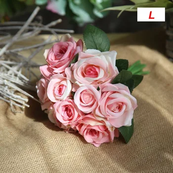 9pcs/set Rožių žiedų puokštė Tailando Royal Rose upscale dirbtinės gėlės Dirbtiniais šilko gėlės rožės, namų puošimas, vestuvių papuošimas 25