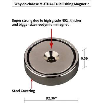 A60 Etiketės Dizainas 220Kg Super Gelbėjimo Magnetas Neodimio N52 Magnetai, Stiprūs, Ieškantiems Magnetas Žvejybos Magnetai, Magnetinio Imanes