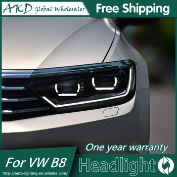AKD Automobilių Stiliaus Žibintas VW Passat, B8 EUR Verson 2016 2017 Žibintai Passat B8 LED Žibintai DRL H7 D2H Hid Bi Xenon Šviesos