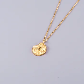 Amaiyllis 18K Gold Sun Kompasas Apvalios Monetos Karoliai Pakabučiai Asmeninį Ilgi Karoliai Moterų Jewellry Dovana