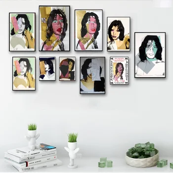 Andy Warholas Mick Jagger Dar Gyvenime Abstrakčiai Aliejaus Tapybos, Piešimo Meno Purškimo Drobės, Neįrėminti Realus Virtuvė