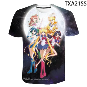 Animacinių filmų Sailor Moon Naujas 3D T Marškinėliai Atsitiktinis Berniukas mergaitė Vaikai Mados Streetwear Atspausdintas T-shirt Vyrams, Moterims, Vaikams, Kietas Viršūnes Tee