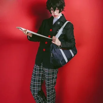 Anime Cosplay Persona 5 Cosplay Kostiumų Akira Kurusu / Ren Amamiya Mokyklos Vienodi Unisex Kailis + Marškinėliai + Kelnės