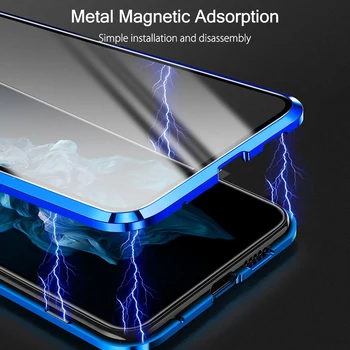 Anti-peeping Magnetinės Metalo Telefono dėklas Skirtas iPhone 11pro XR XS Max X 7 8 6 6S Plius Privacy Screen Protector, Grūdinto Stiklo Dangtis