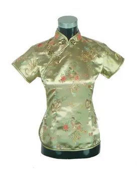 Aukso Kinų tradicija moteriški drabužiai Poliesterio satino Palaidinės, Marškinėliai, topai dragon phenix Dydis S M L XL XXL XXXL A0021-A