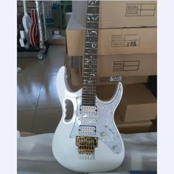 Aukščiausios kokybės baltos spalvos elektrinė gitara 21 iki 24 frets ir troškinti gitara visų aukso aparatūros nemokamas pristatymas 7V gitara