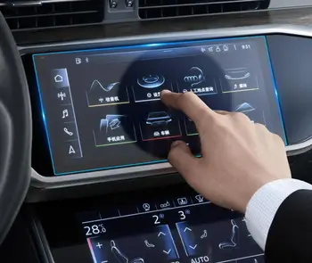 Automobilių Navigacijos Grūdintas Stiklas Ekrano Apsauginės Plėvelės Radijo DVD GPS LCD galiniu langu Ekrano Lipdukas Audi Q8 A6 A7 2019 2020