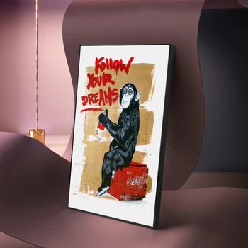 Banksy Meno Atlikite Savo Svajones Drobės Plakatai Abstrakčiai Beždžionė Tapybos ant Drobės Grafiti Meno Gatvės Nuotraukos Namų Cuadros
