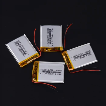 Baterija Li-polimero Įkraunamų ion, 3,7 V 350 mAh bluetooth, mp3 reader 303040 MP3 grotuvas, DVR Recorder