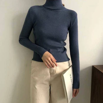 Bella filosofija 2020 m. pavasarį moterys kietas golfo megztinis lady ilgomis rankovėmis atsitiktinis megzti megztiniai moterų elegantiškas puloveriai