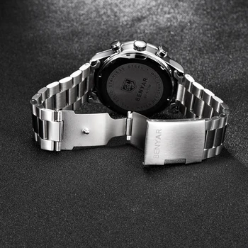 BENYAR Naujas Kvarco Chronograph Watch Vyrų Plieno, atsparus Vandeniui Verslo vyriški Laikrodžiai Viršuje Prabangos Prekės Sporto Laikrodis Relogio Masculino