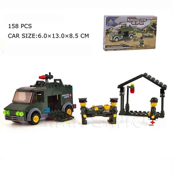 Blokai automobilių WW2 Miesto Greitosios medicinos pagalbos Modelis suderinamas su prekių ženklais Švietimo Žaislai Vaikams Gimtadienio proga